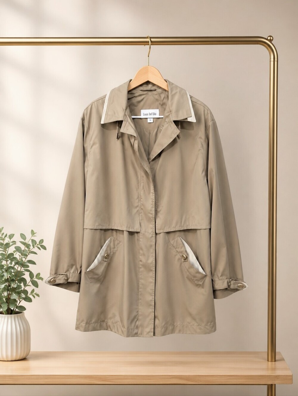 Carlo Briani Women's Beige Hooded Lightweight Rain Jacket Coat Size Medium Mediu - Picture 2 of 7